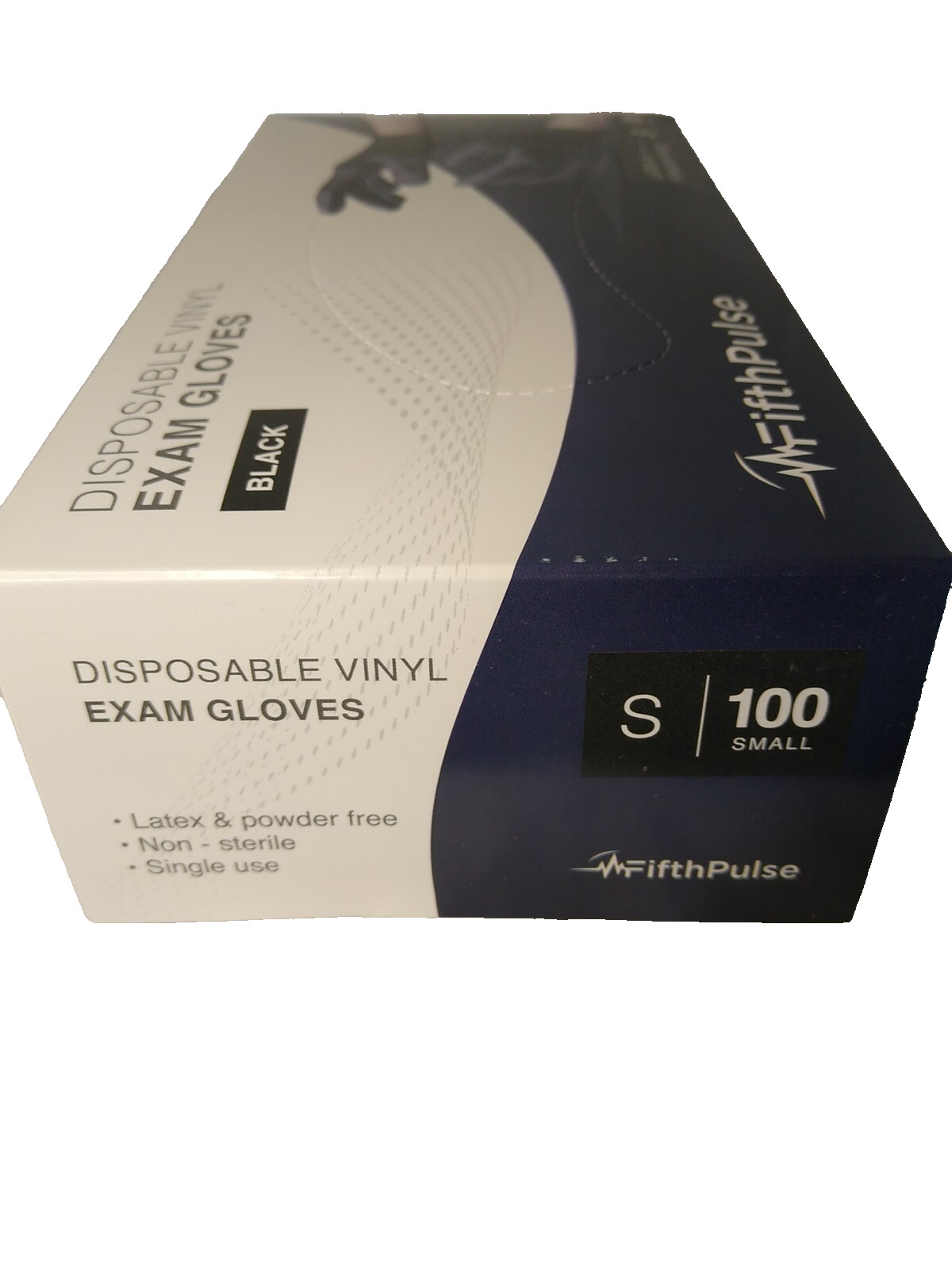 Fifth Pulse Vinyl Exam Latex & Powder Free Gloves Size Small Black Box of 100