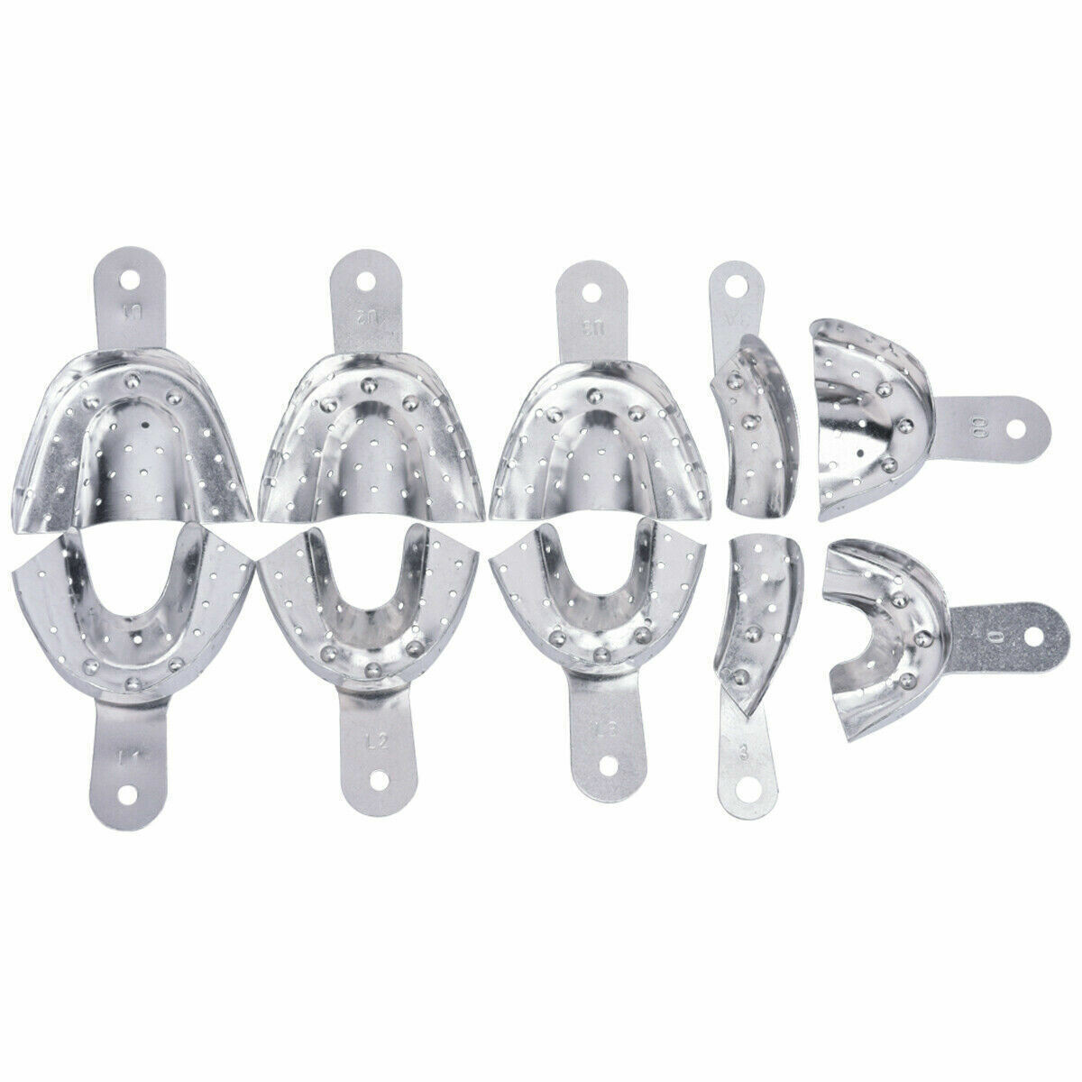 Dental Metal Impression Tray Bite Denture Alloy With Holes Perforated Instrument