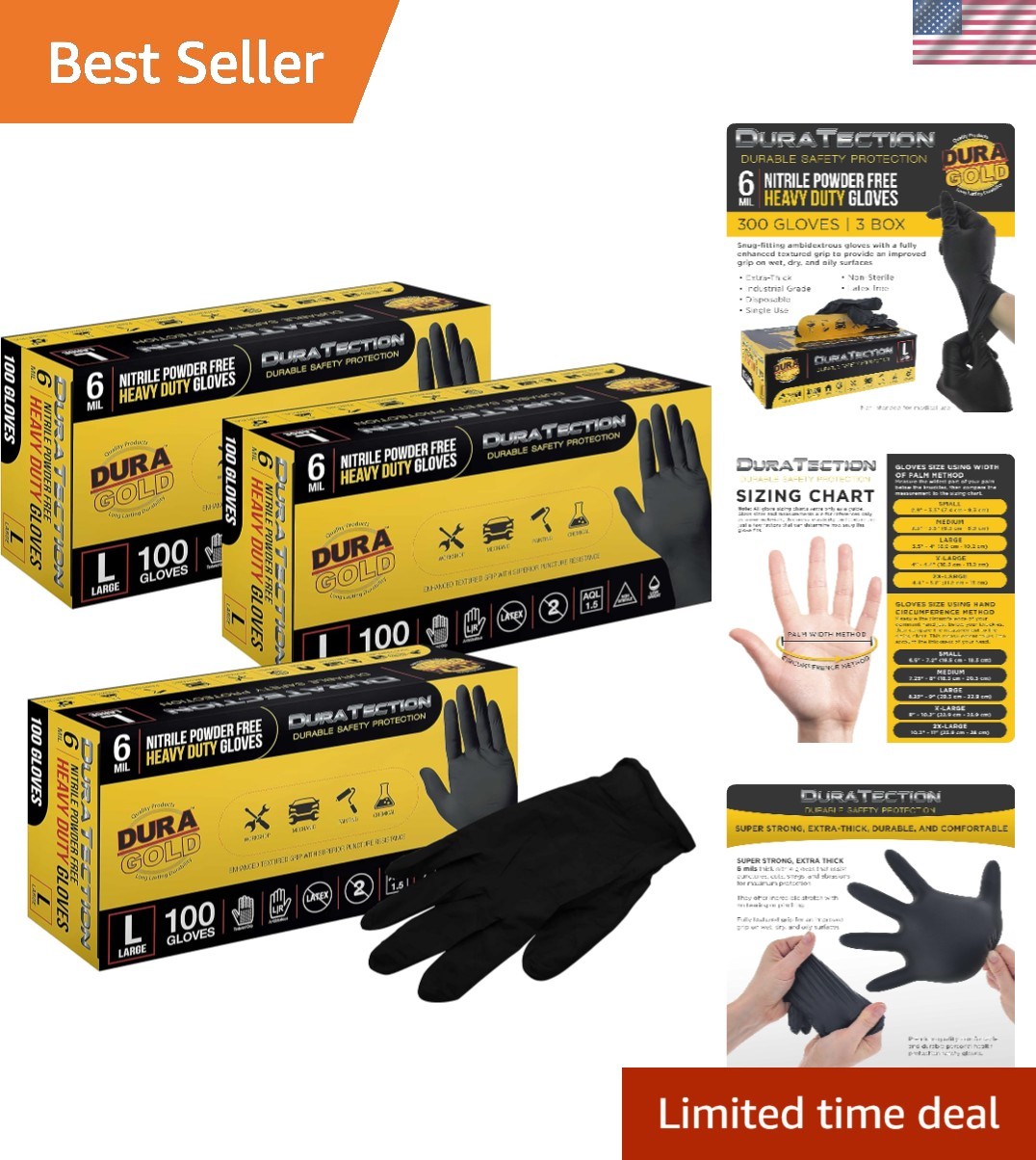 300 Count Heavy-Duty Black Nitrile Gloves – Perfect for Food Service & Mechanics