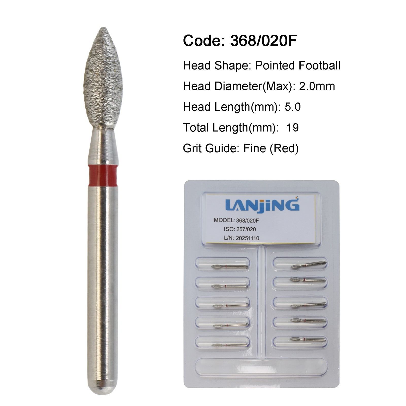 Dental Diamond Burs FG Egg Football Barrel Super Coarse Fine Grit High Speed Bur