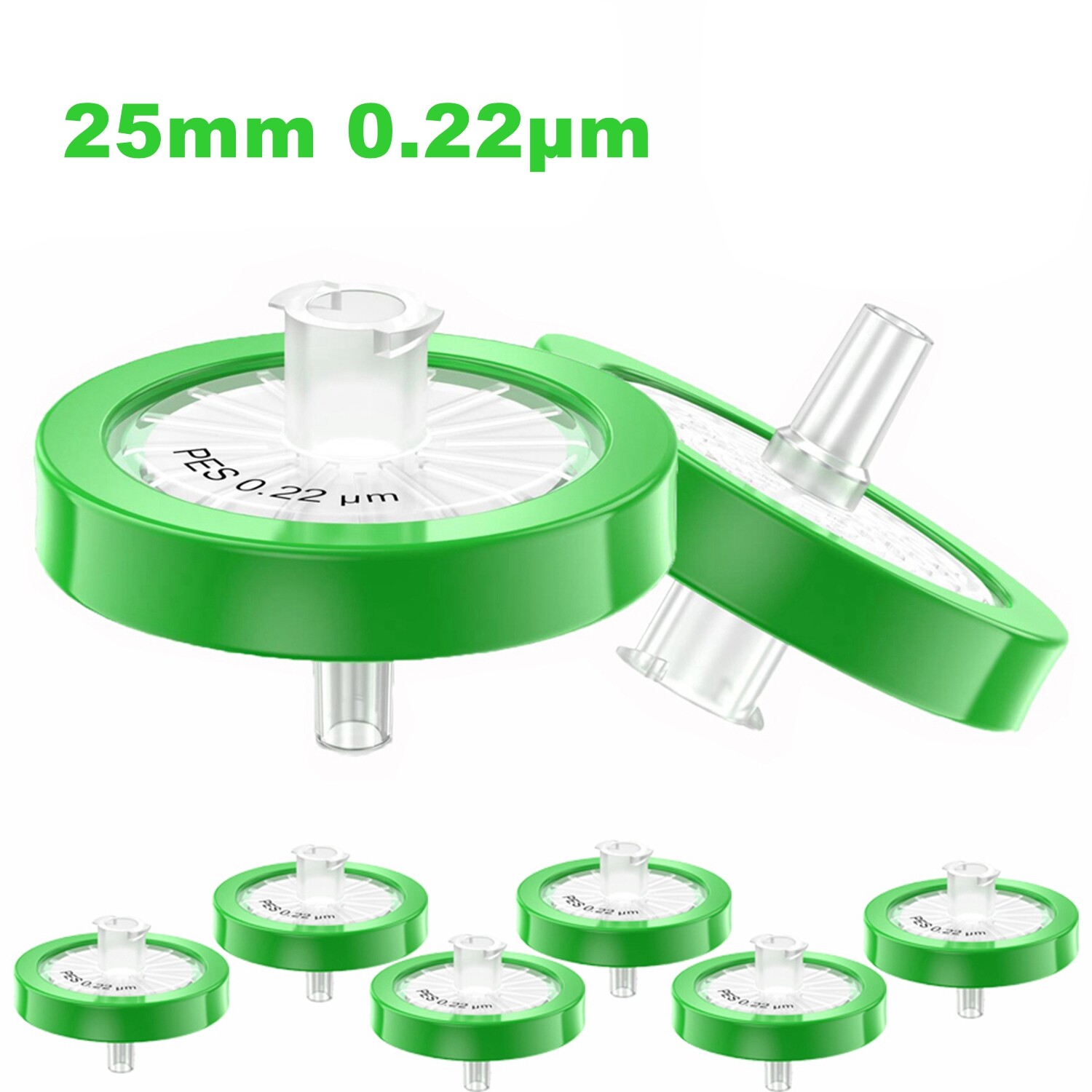 300PCS HPLC Non-sterile PES Syringe Filter 25mm 0.22μm Luer Slip Lab Membrane PP