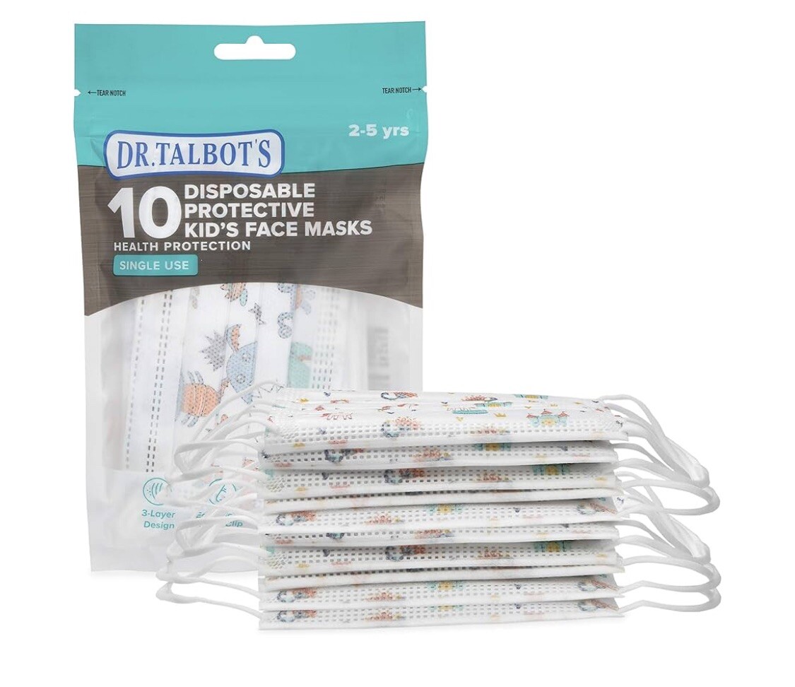 Dr. Talbot’s Disposable Protective Face Masks for Boys 2-5 Years – 10-Count. A12