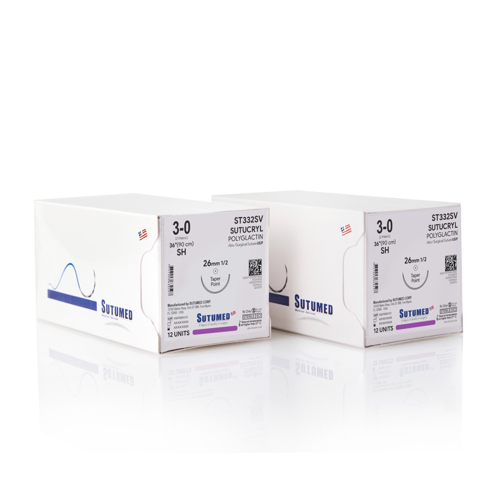 Sutumed Sutu-Cryl Polyglactin Suture USP 3-0, 1/2 26mm taper point