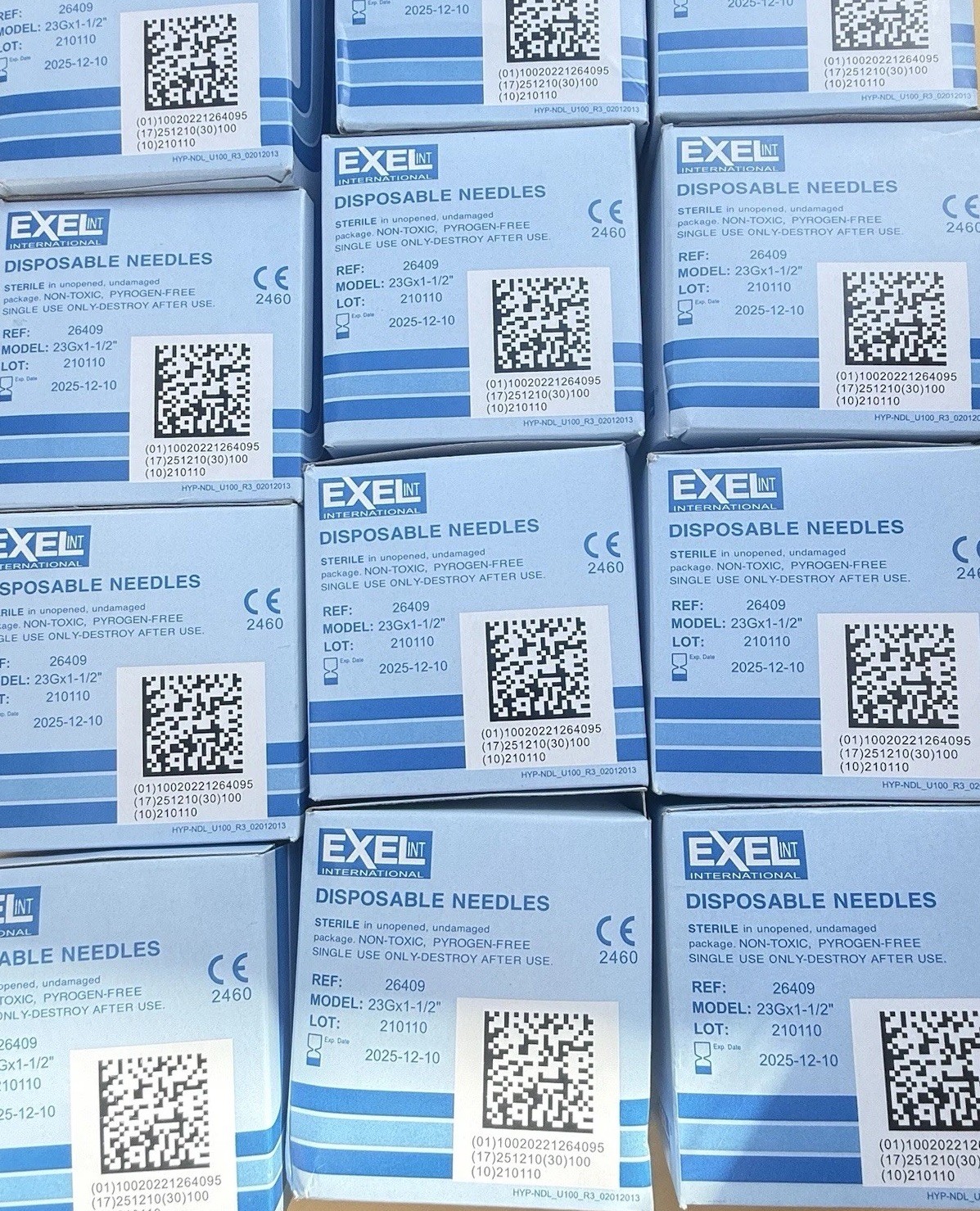 Exel Sterile Hypodermic, Disposable, Regular Wall, 23G x 1.5″, SIX BOXES of 100