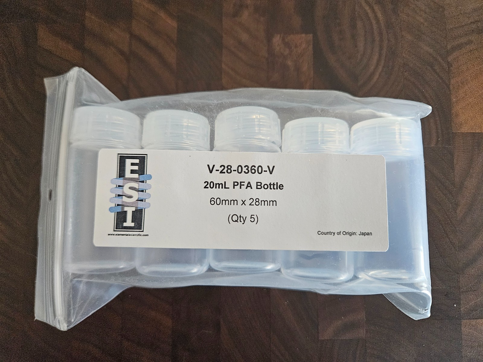 20mL PFA Bottle 60mmx28mm V-28-0360-V (set of 5)