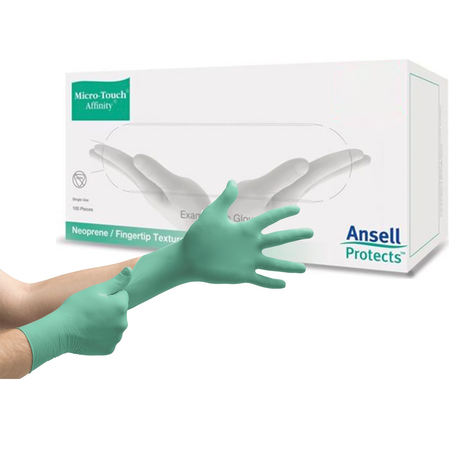 Micro-Touch® Affinity® Polychloroprene Exam Glove, Small, Green-Case of 10