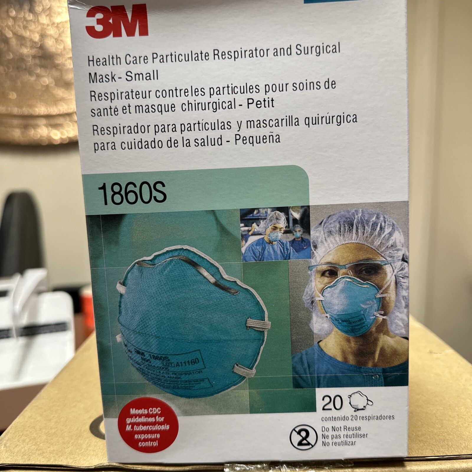 3M 1860S Small Health Care Particulate Respirator and Surgical Mask, N95, 20/Box