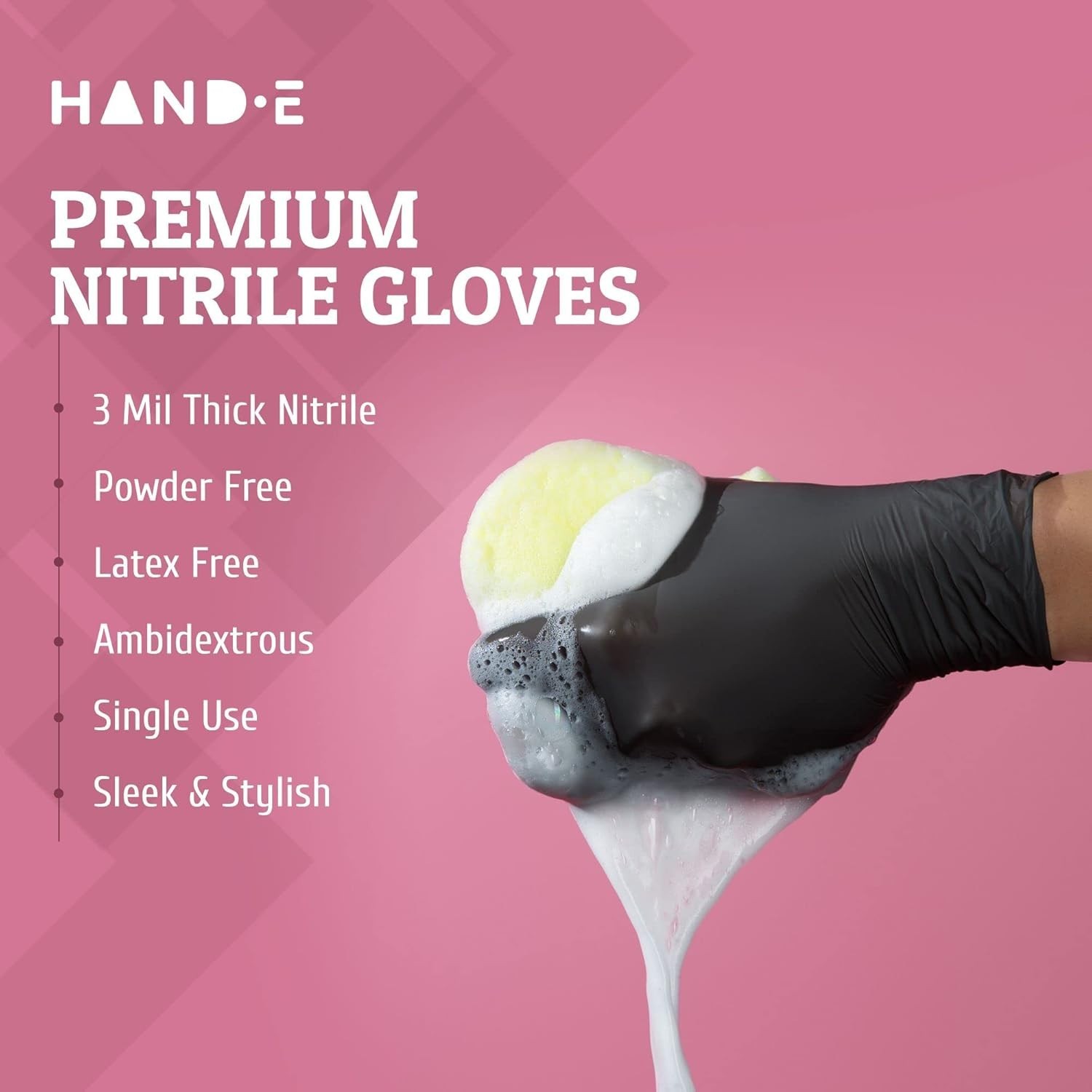Hand-E Touch Black Nitrile Disposable Gloves Large, 50 Count – BBQ, Tattoo, Hair