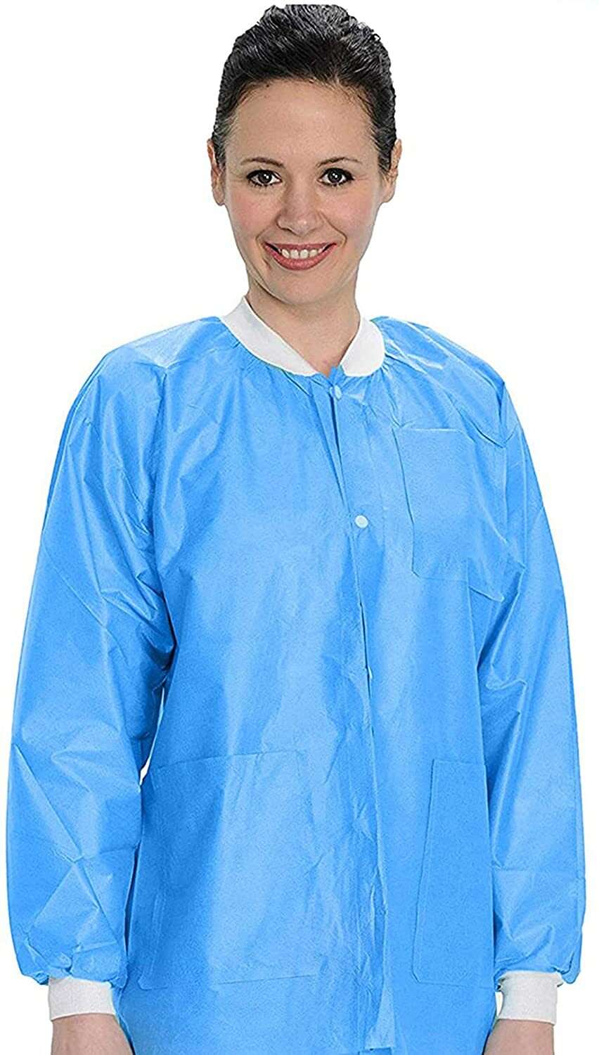 Disposable Lab Coat 10pcs Protective Sanitary Gown Blue Medical Size Small