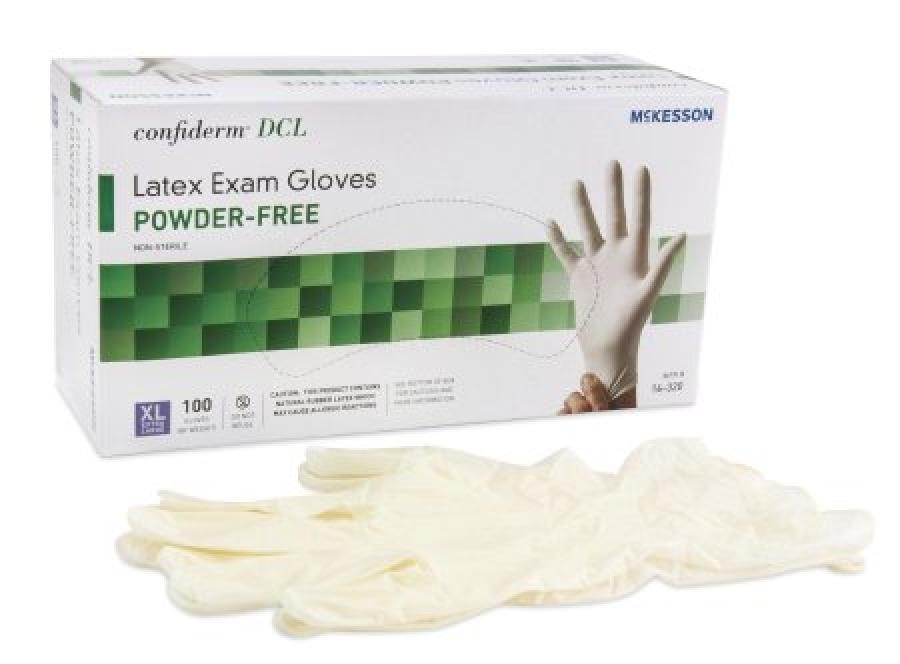 McKesson Confiderm Exam Glove Ivory Beaded Cuff .14mm 5.5 mil Smooth XL, 14-320