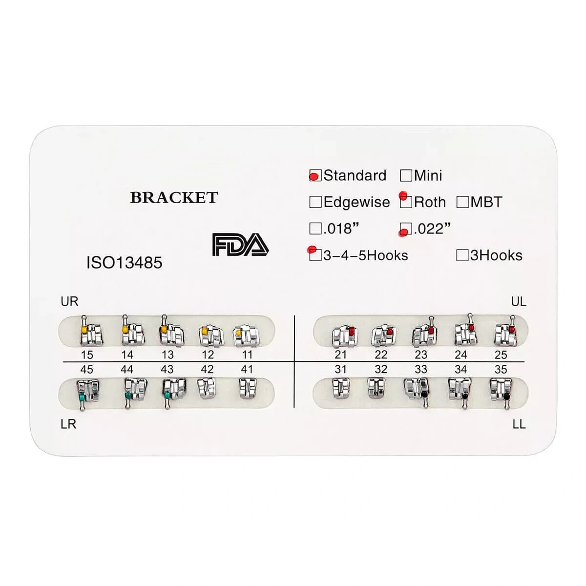 1-100Pack Dental Orthodontic Brackets Braces Roth/MBT/ Mini Standard 018/022