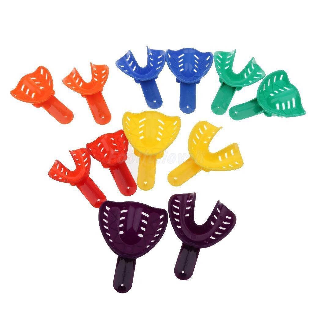 24 Pcs/2 sets Dental Impression Autoclavable Tray Plastic 6 Sizes Adult/Child