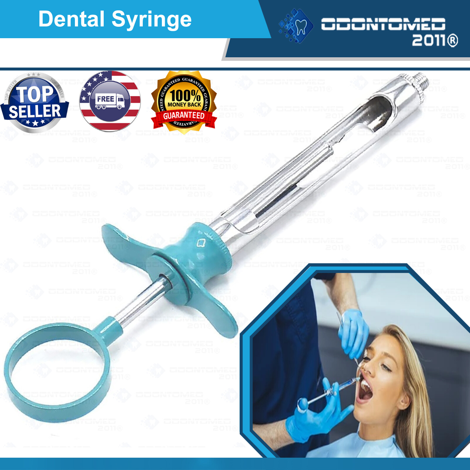 ODM Aspirating Syringe CW Type 1.8ML C Green Color Handle Dental Instruments