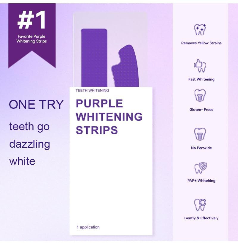 Purple Whitening Strips,28 Patch Teeth Strips,Instant