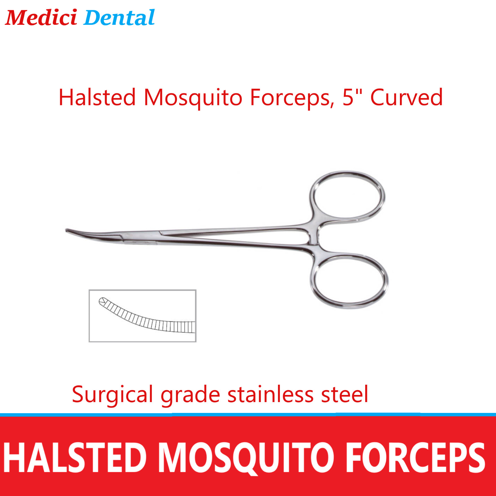 Medical Halsted Mosquito Forceps, 5″ Curved Surgical grade stainless steel