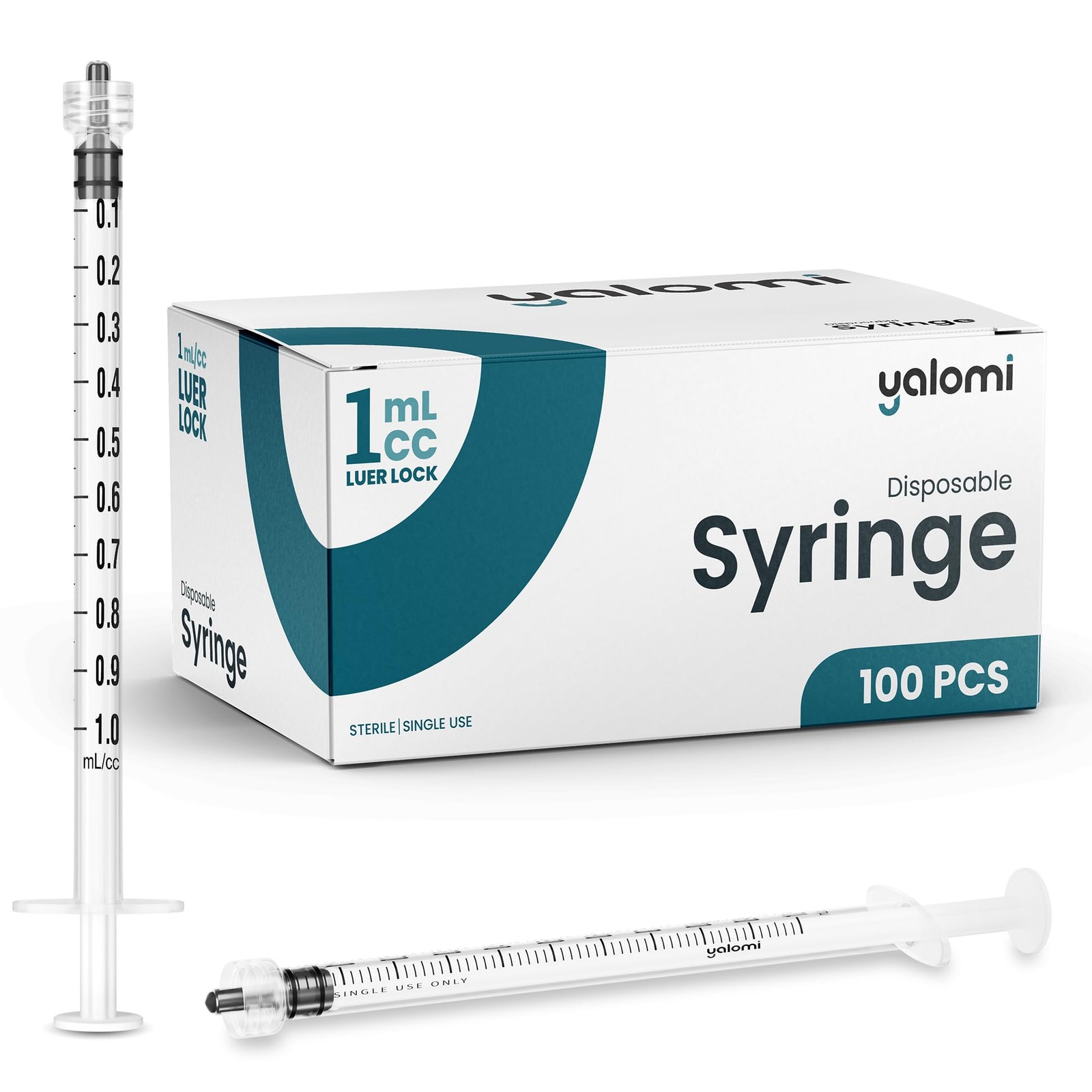 1mL Luer Lock Syringe (No Needle) | 100 Pack | 100 Count (Pack of 1), Clear