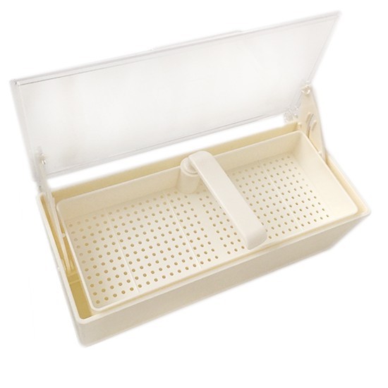 Plasdent 208GST-WH White Germicide Tray with Clear Lid 10-3/8″L x 4″W x 3.25″H