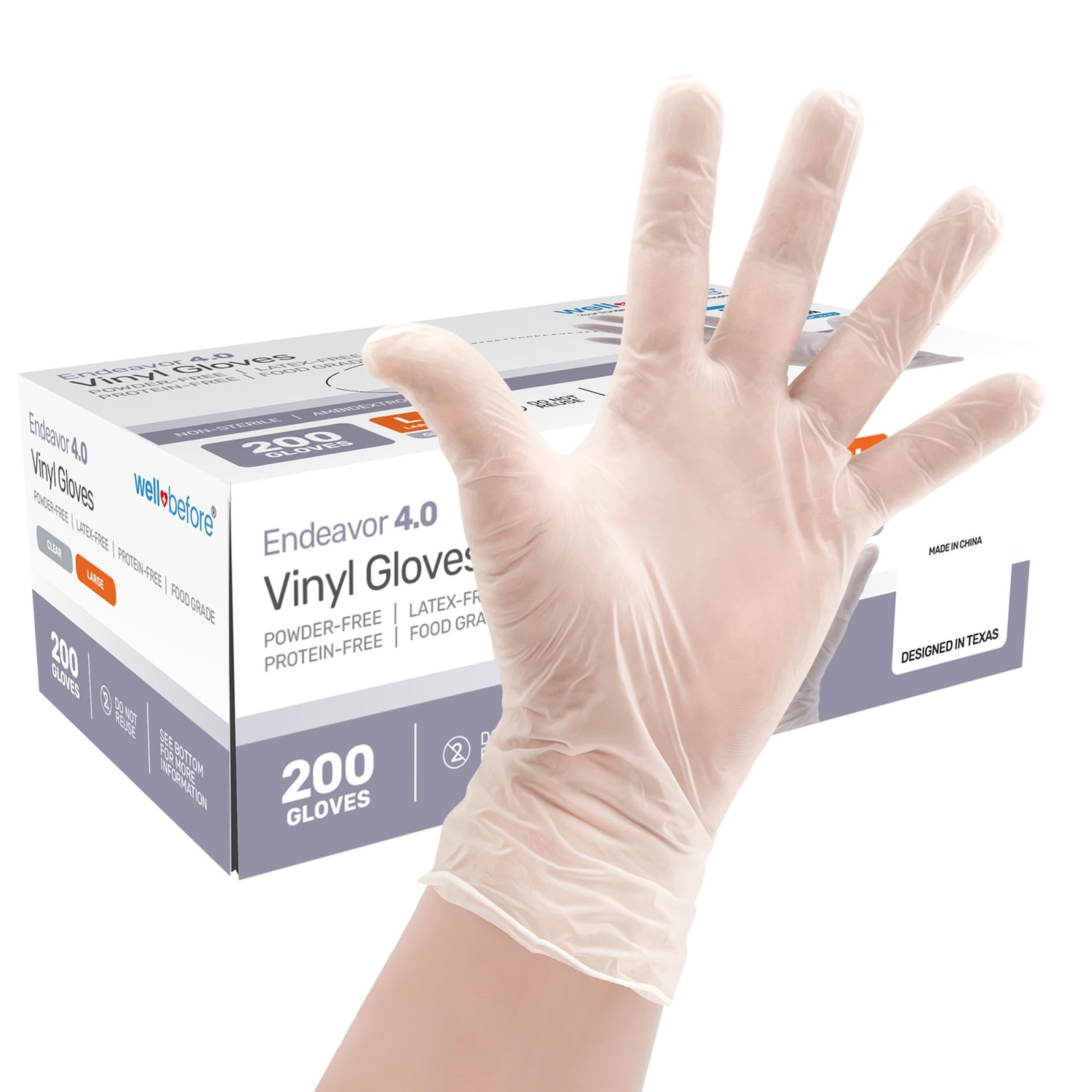 Well Before Synmax 4g Food Grade Vinyl Gloves, Latex-Free, Powder-Free for He…