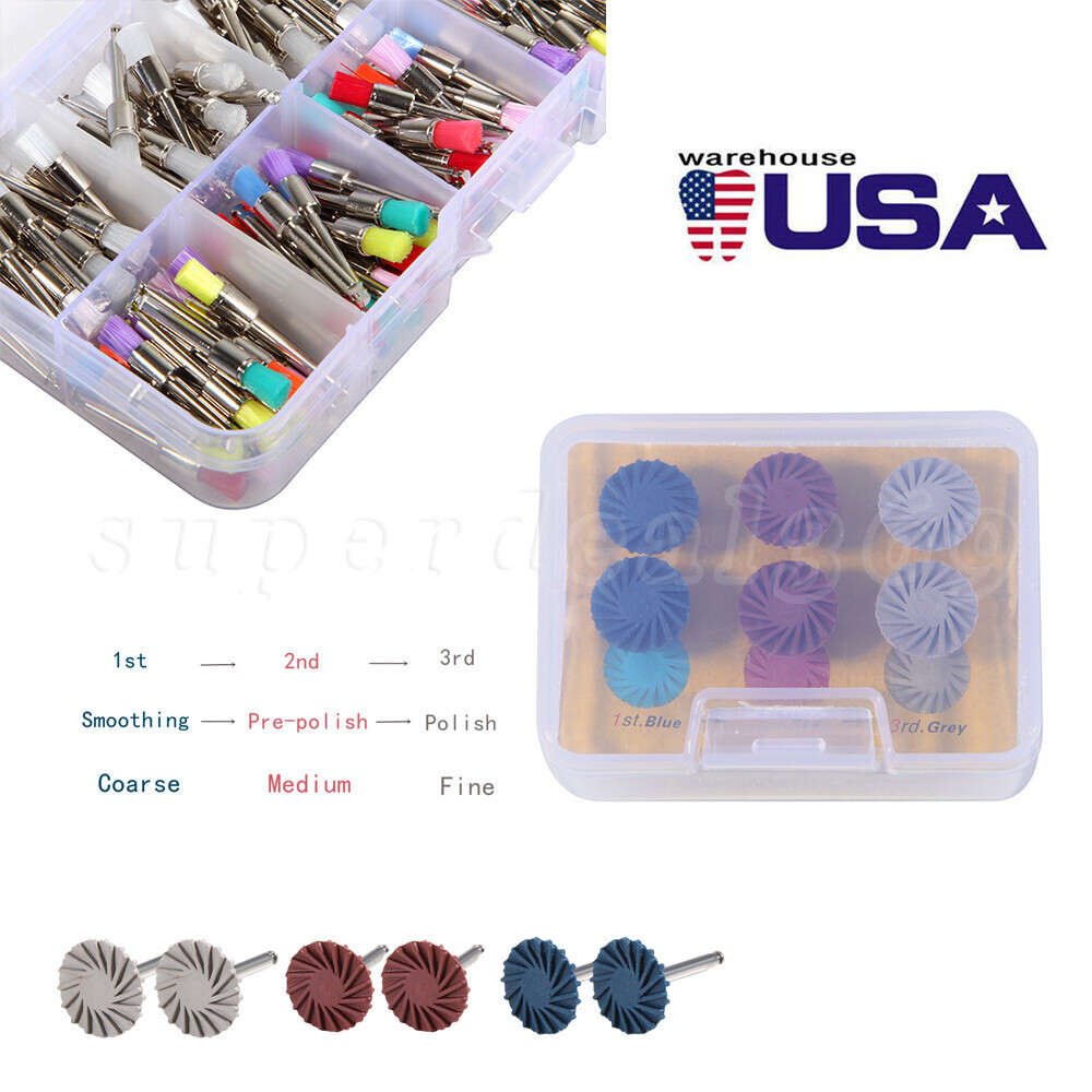 Dental Composite Resin Polishing Brushes Wheel Kit For Low Speed Contra Angle RA