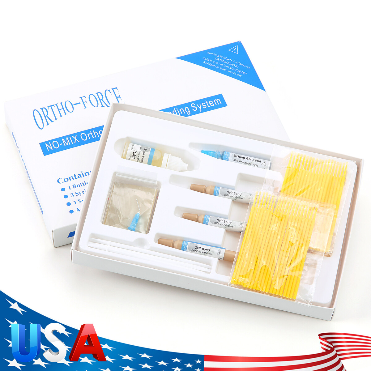 Dental Orthodontic Adhesive Light Cure Band Cement Blue Glue/No-Mix Self Cure