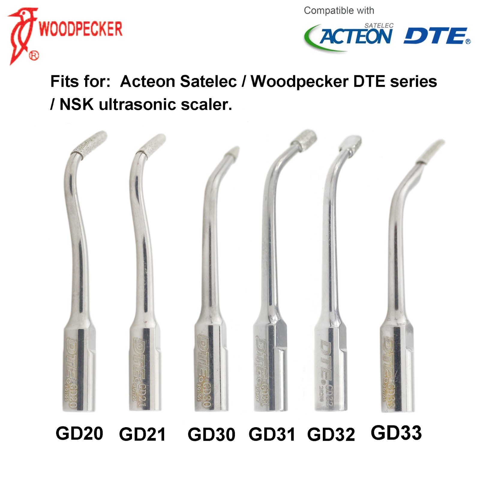 Woodpecker DTE Scaler Tip Perio Piezo Tip Endo Root Canal Kit fit ACTEON Satelec