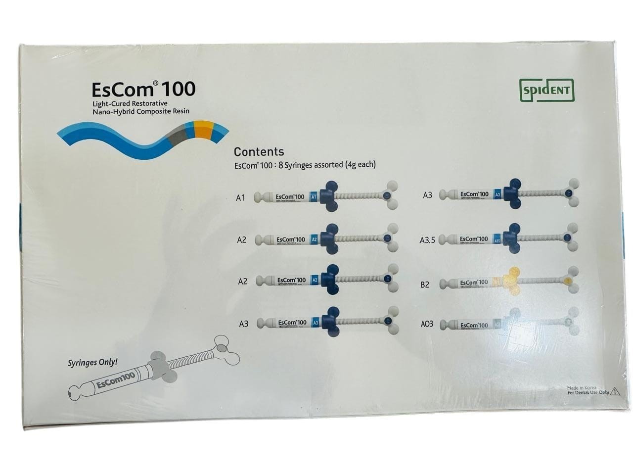 EsCom100 Spident Light-Cured Restorative NanoHybrid Dental Composite Resin Kit