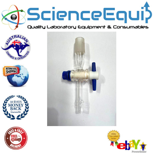 Flow Control Adapter Straight PTFE Stopcock Cone 34/35 BOROSILICATE GLASS