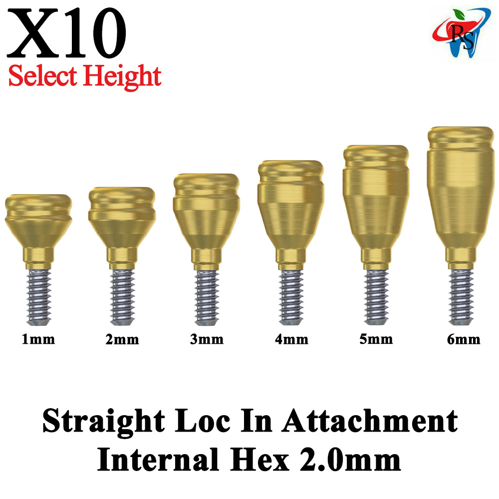 10pcs Dental Prosthetic Straight Loc In Attachment Abutment Internal Hex 2.0mm