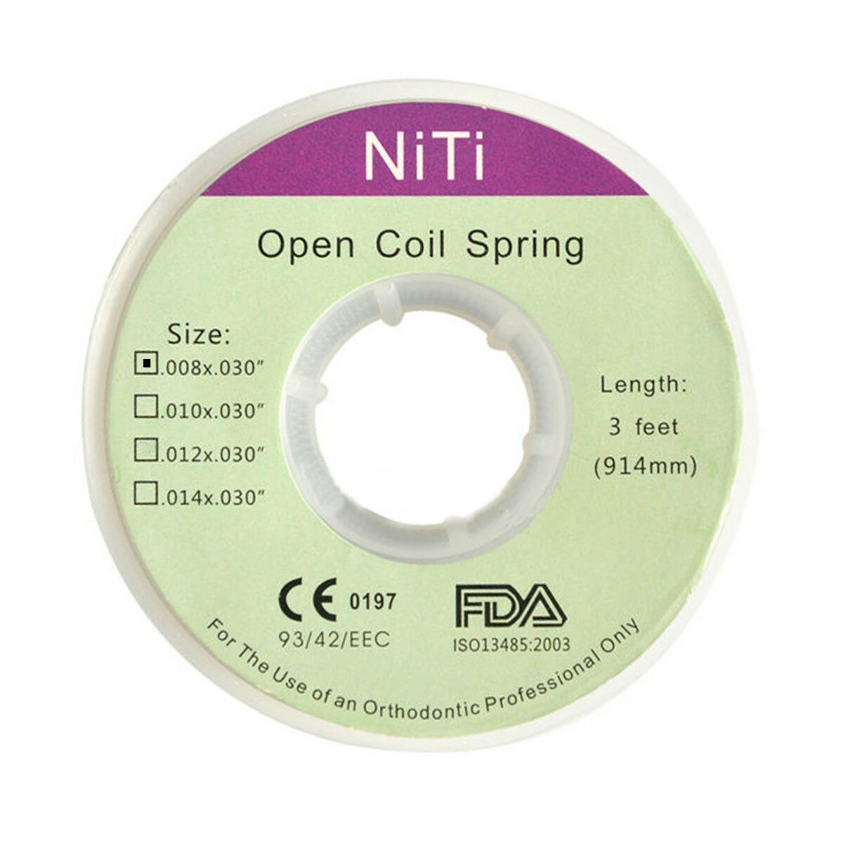 Dental Orthodontic Niti Open Coil Spring Spool Dia.008/014 Inch 914 mm 3 Feet