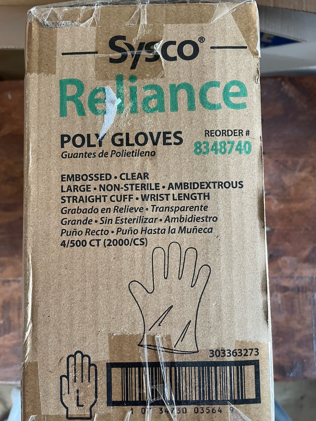 Sysco Reliance Poly Gloves Large Clear Polyethylene Powder-Free 8348740