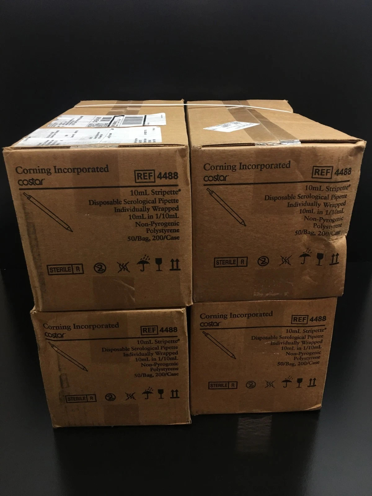 Corning Costar REF 4488 Stripette 10mL Serological Pipette Lot 4 Cases