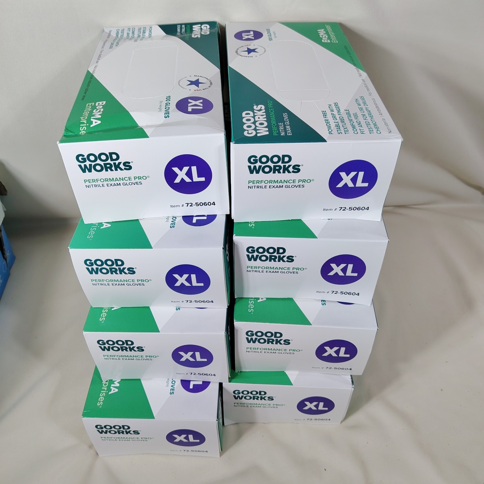 8 BOXES~ Good Works Performance Pro Nitrile Exam Gloves -100 each, XL #72-50604