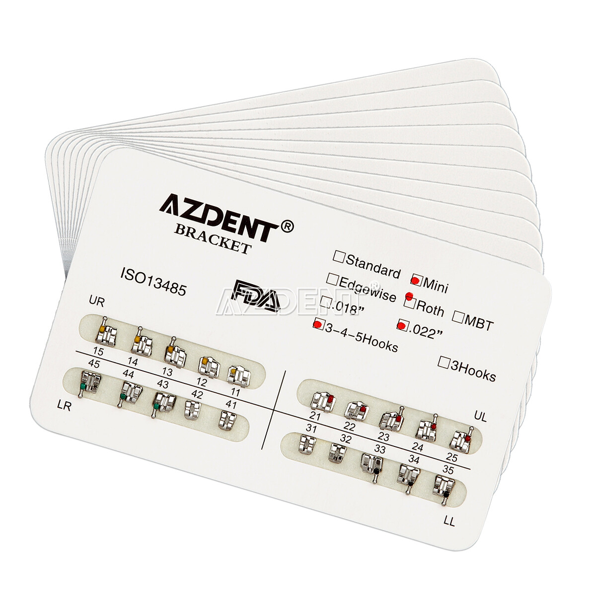 20X AZDENT Dental Orthodontics Metal Brackets Braces Mini Roth 022 Hooks 3 4 5