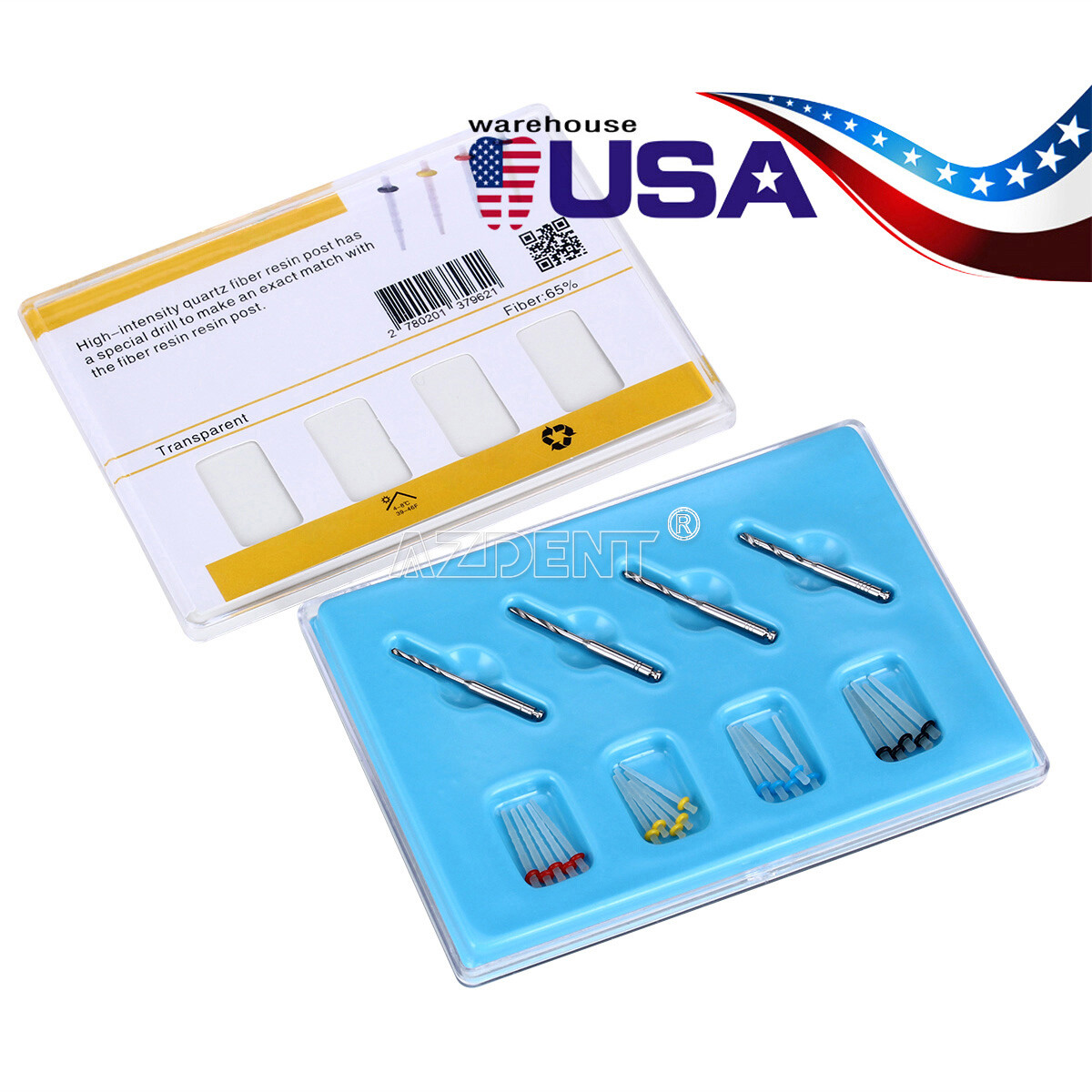 5Kits Dental AAA Fiber Post Resin Screw High-intensity Thread Glass + Drills