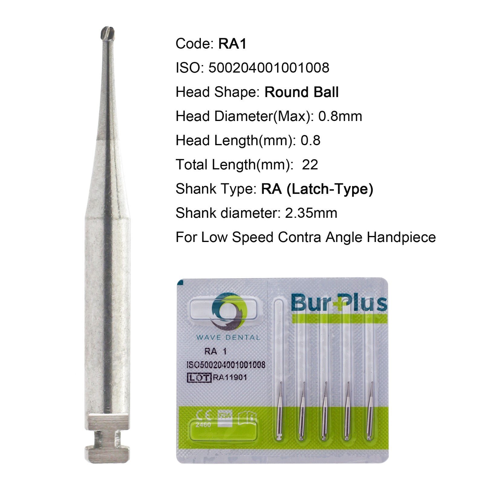 WAVE Dental Surgical Latch Carbide Burs RA SURG Round RA 2 4 6 8 for Slow Speed