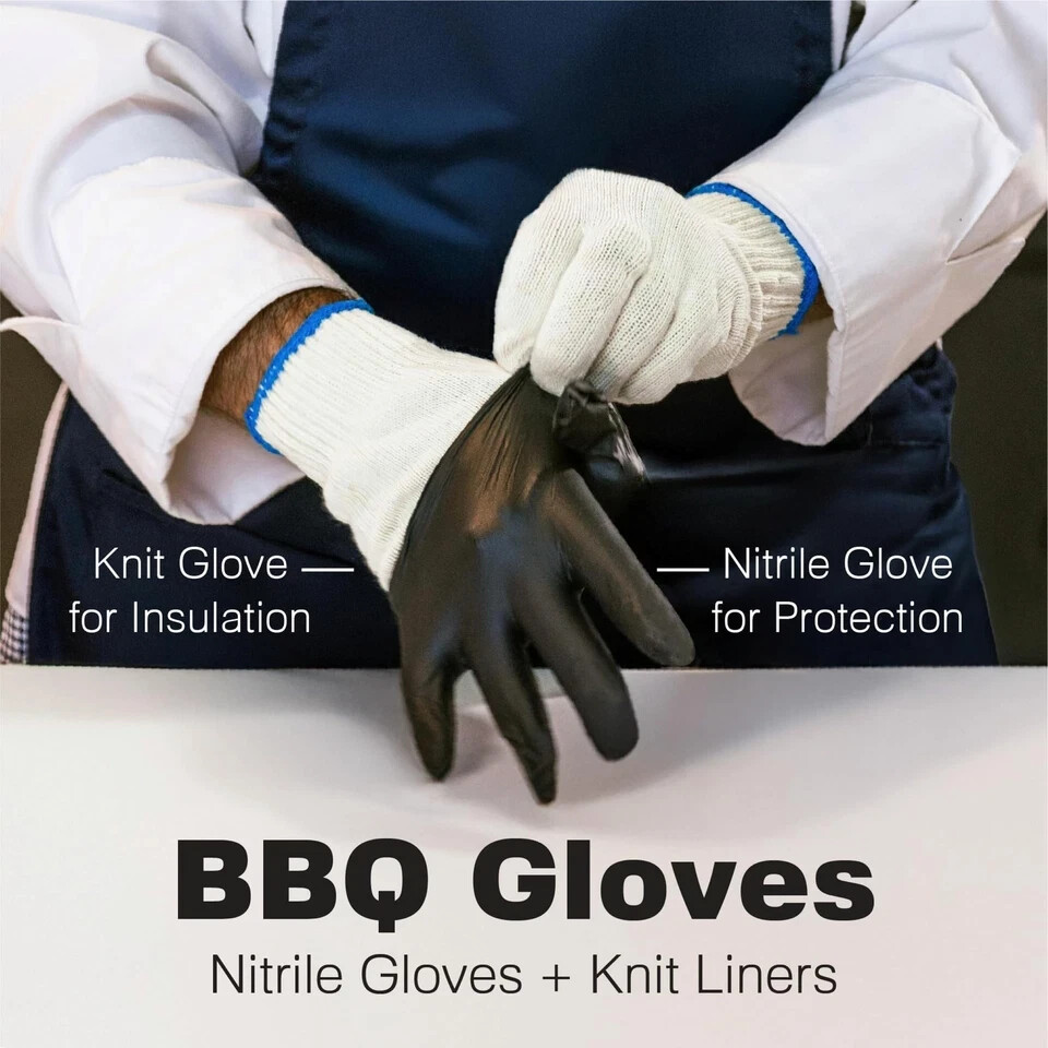 Bbq Gloves Heat Resistant Cooking Gloves 6 Cotton Liners +100 Disposable Nitrile