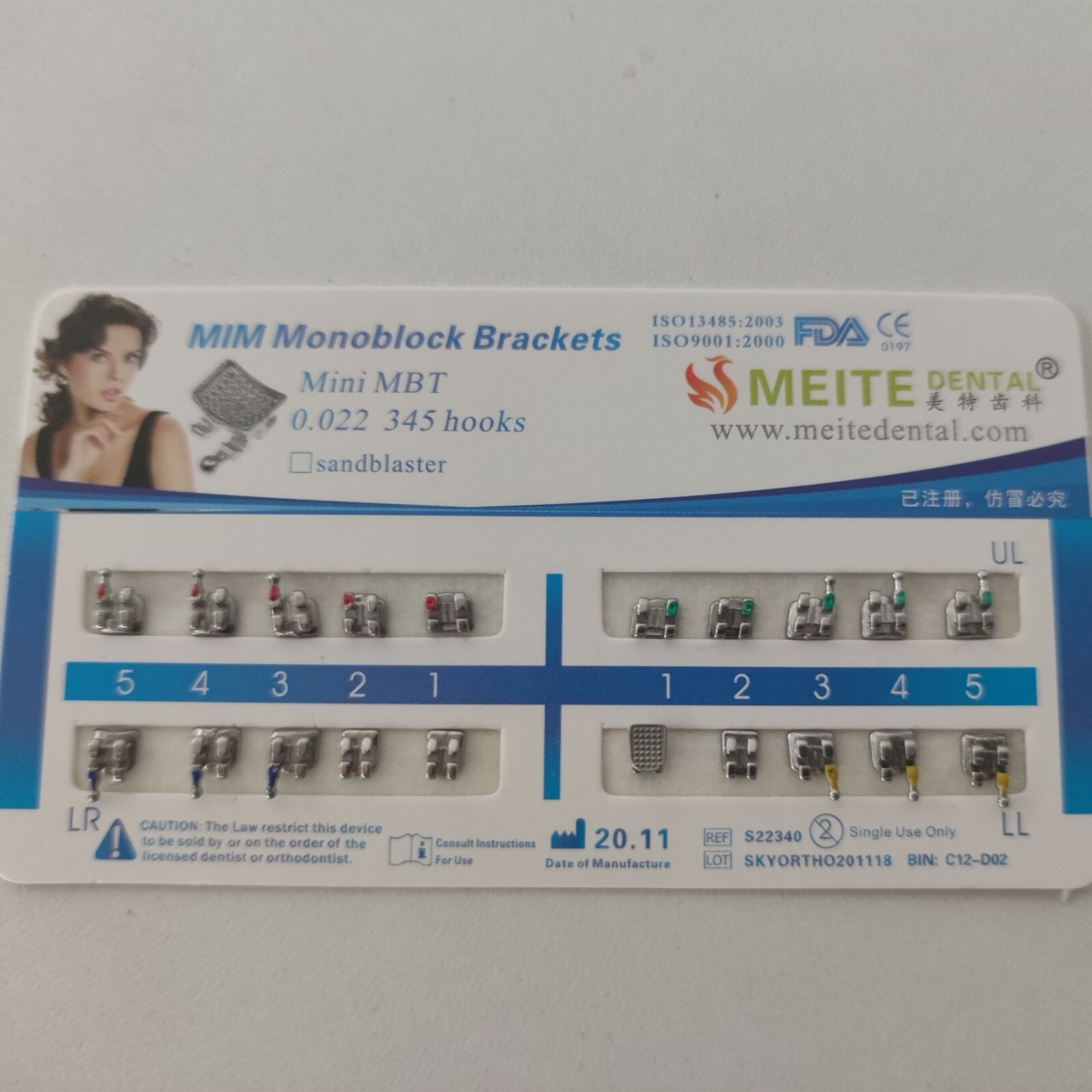 10 Sets Dental Brackets Braces Mini MBT 022 345 Hooks Mesh Base MIM Monoblock