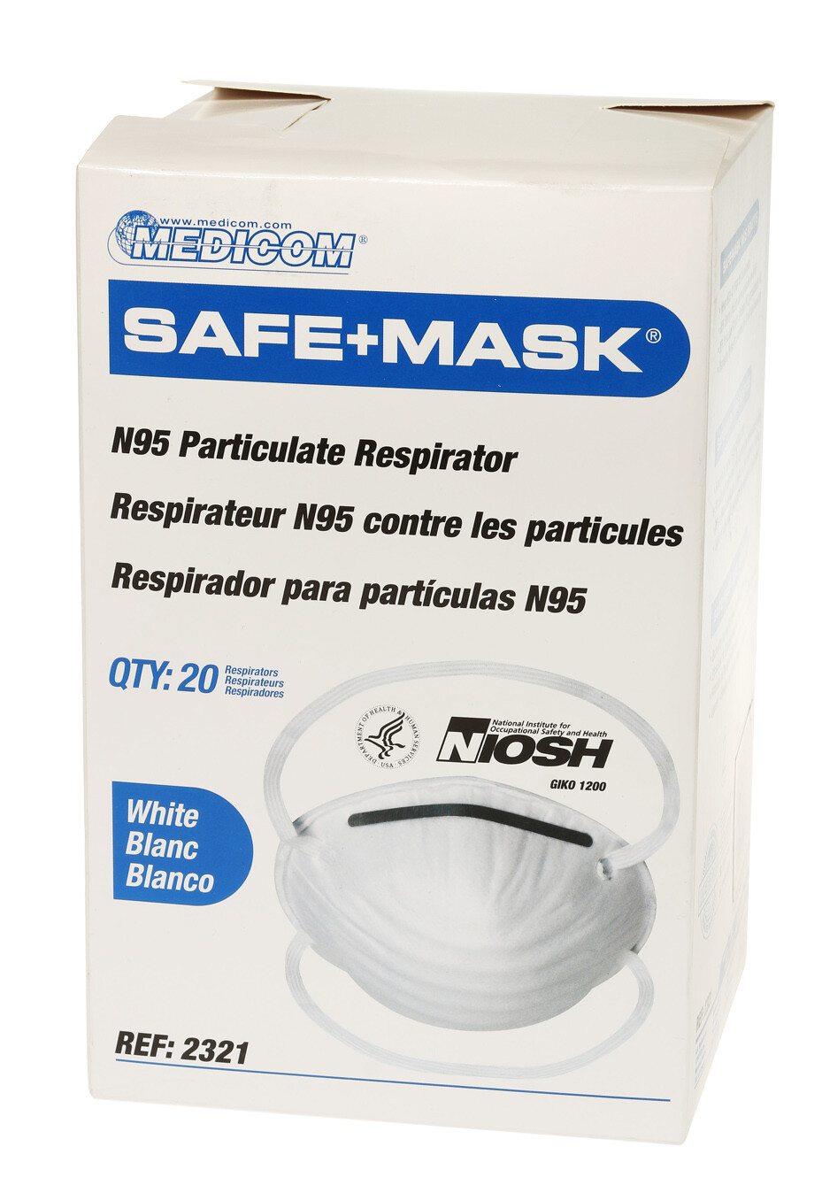 20 pack Medicom Safe+ N95 Disposable Face mask Mouth Cover N95 NIOSH Approved