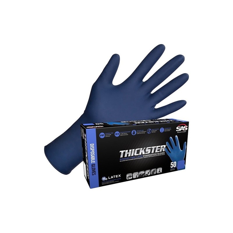 Thickster Latex Gloves 14 Mil Thick Textured Grip 12 Inch Powder Free 50 Count