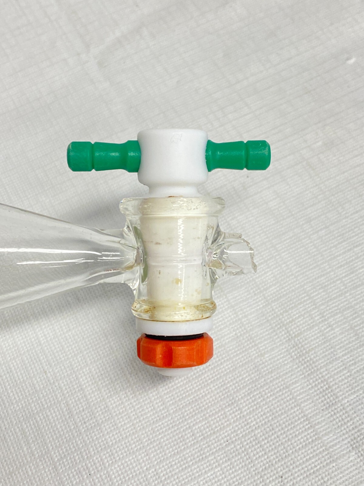 Chemglass 500mL Glass Squibb Separatory Funnel #27 Stpr 4mm PTFE Stpk CG174205 B