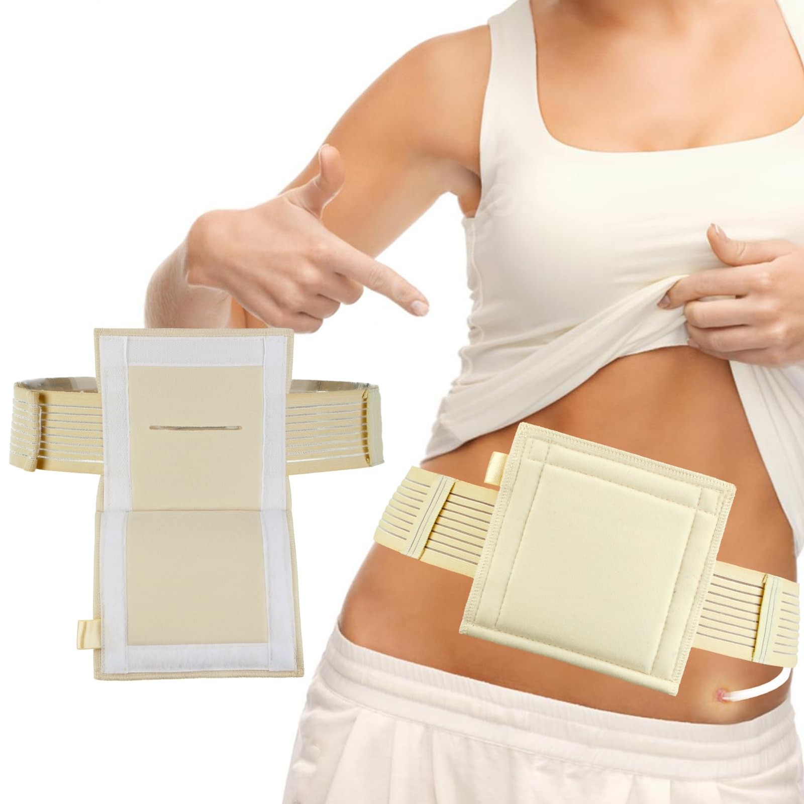 [2 Pack] Feeding Tube Belt, PEG Holder G-Tube Medium (Pack of 2), Beige