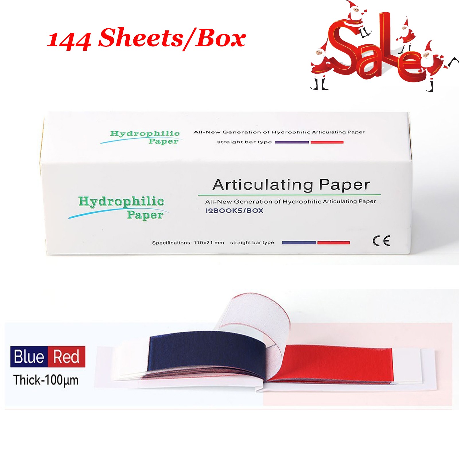 Dental Hydrophilic Paper Articulating paper 12 Books Straight bar type 110*21mm