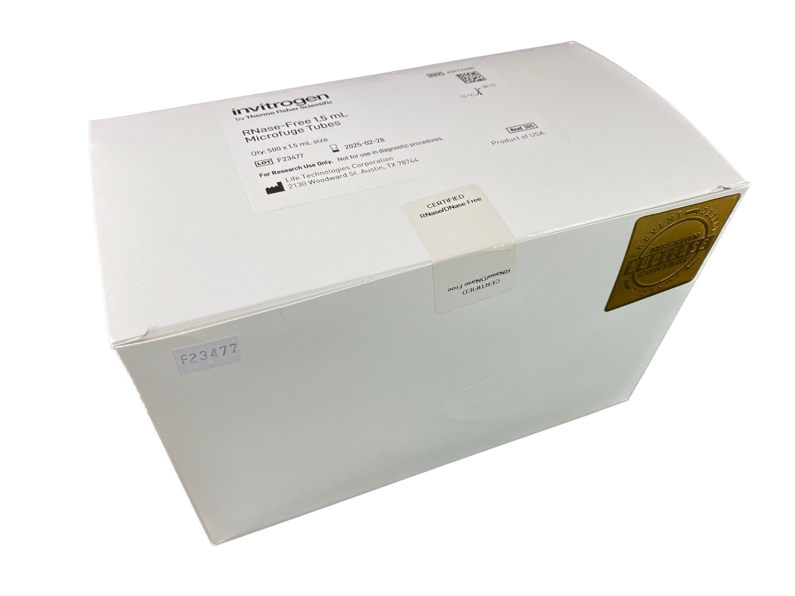 THERMO FISHER SCIENTIFIC Polypropylene 1.5mL Clear Microcentrifuge Tubes(500/pk)