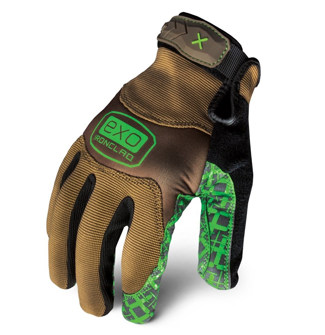 Ironclad Performance Wear Exo-Pgg-03-M Medium Project Grip Gloves Brown Green