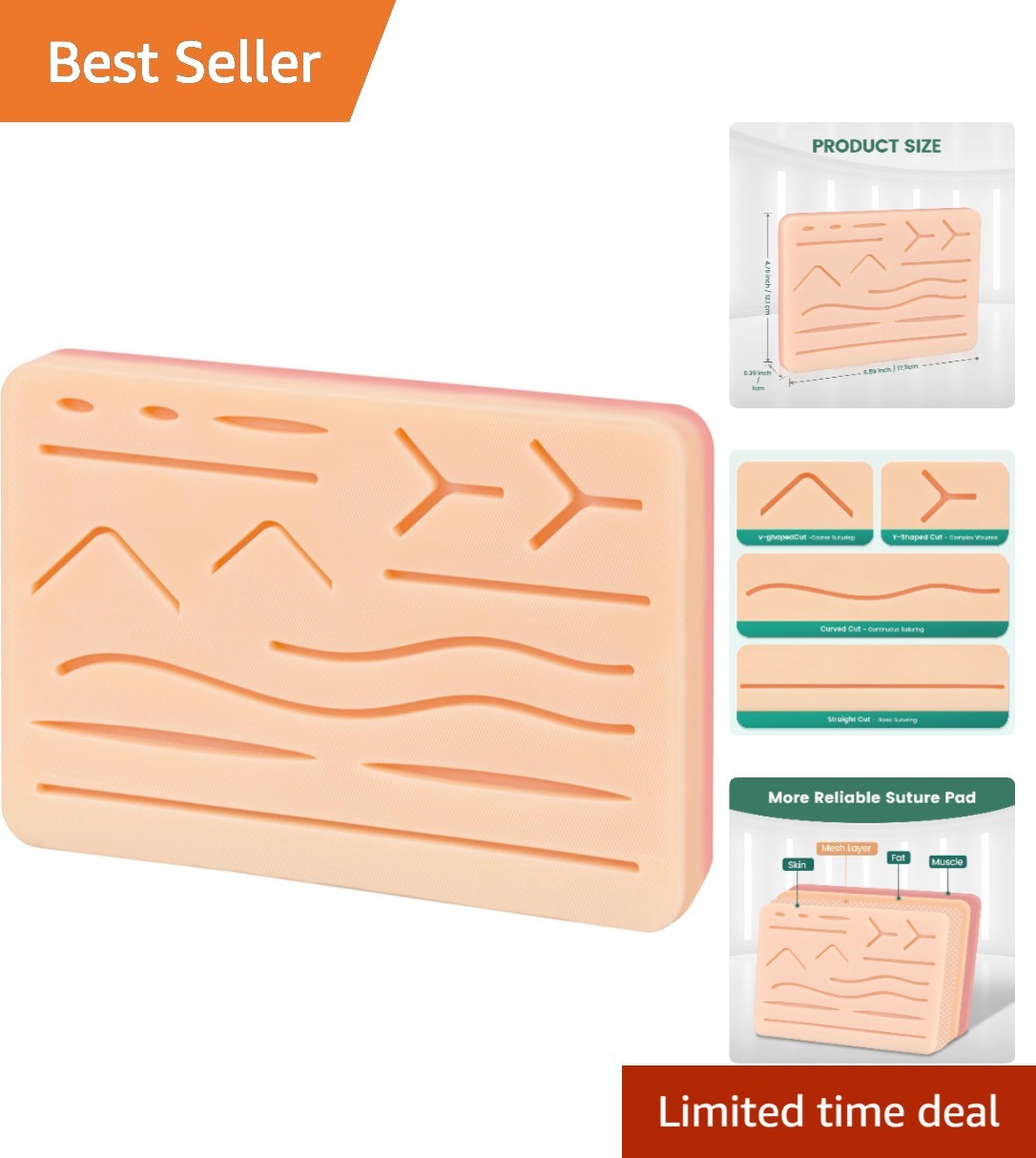 Portable 3-Layer Suture Practice Pad – Ideal for Medical & Veterinary Students