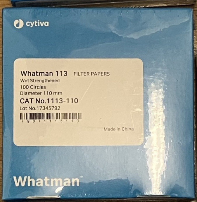 Whatman 113 Filter Papers 100 Circles Diameter 110mm CAT No. 1113-110