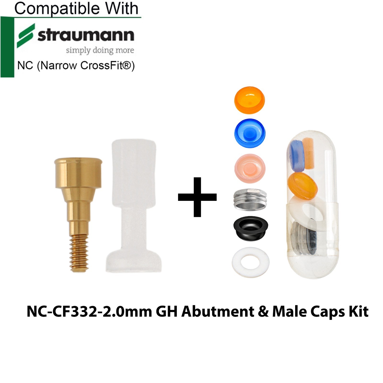 Dental Locator Abutment Compatible STRAUMANN Bone Level NC/RC & Male Caps Kit