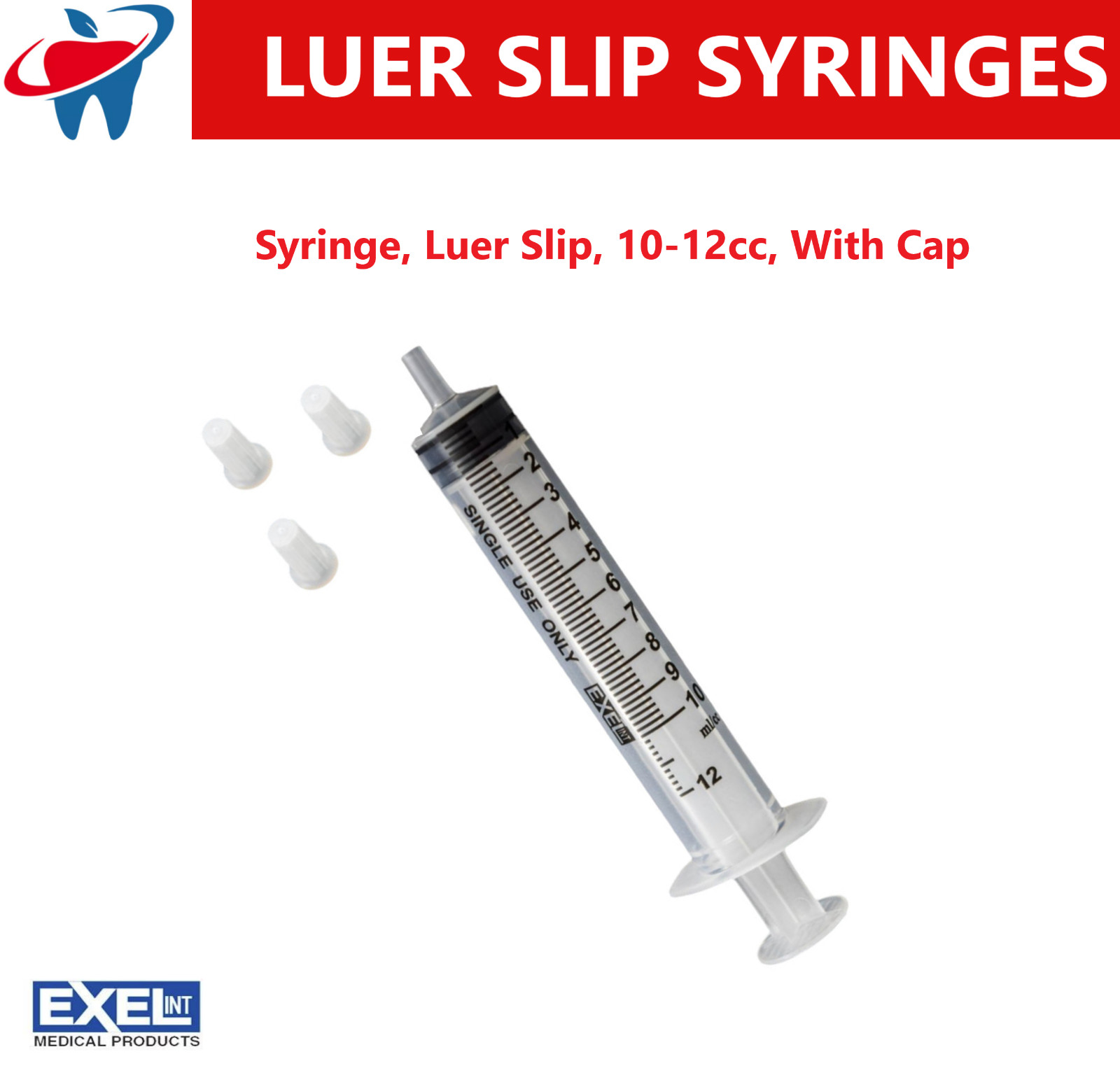 10cc -10ml Syringe (No Needle) Syringes, Luer Slip, 10-12cc, With Cap 5-100/Box