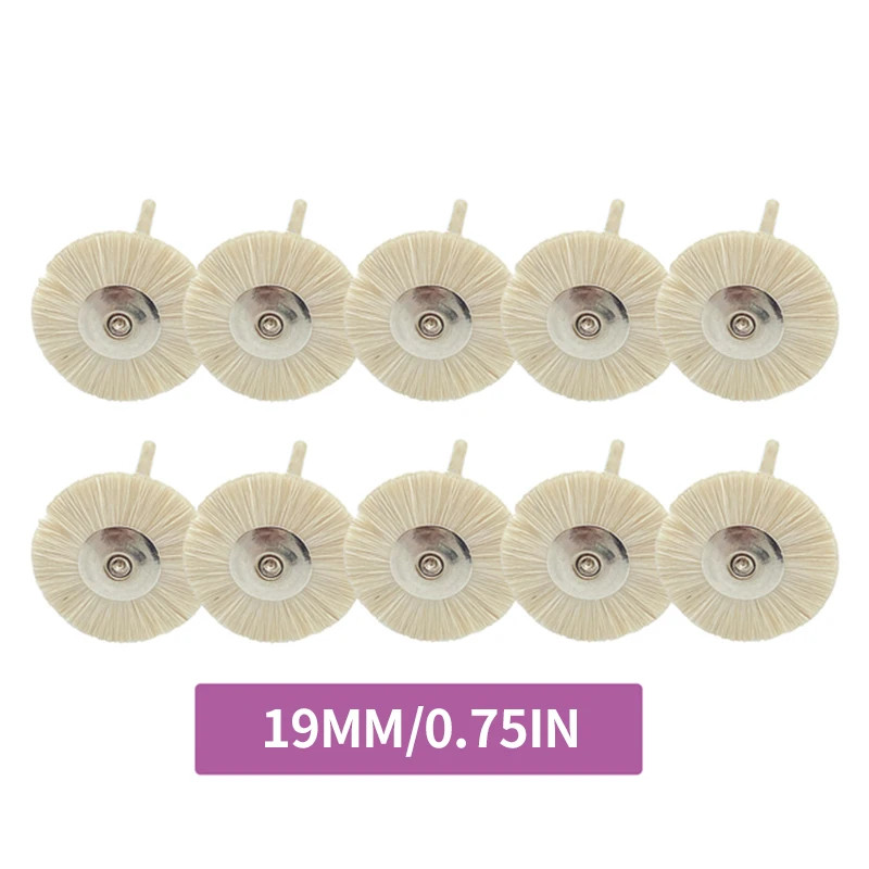 50PCS 2.35mm Polishing Brush Wheel Dental Lab Soft White Goat Hair Rotary Tools