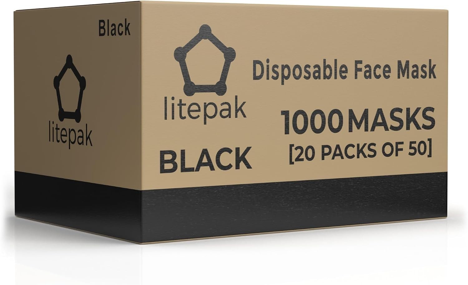 Bulk 1000 Black Disposable Face Masks Adult Lightweight Stretchy Earloop